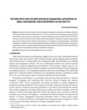 Factors affecting the application of managerial accounting in small and medium-sized enterprises in Can Tho City