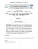 Determination of the optimum values of the natural frequency of the nanocomposite multilayer organic solar cell by using basic differential evolution optimization algorithms