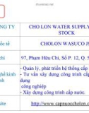 PHÂN TÍCH CHỨNG KHOÁN CÔNG TY CHO LON WATER SUPPLY JOINT STOCK CHOLON WASUCO JSC