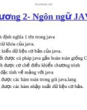 Chapter 2- Ngôn ngữ JAVA