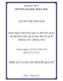 Tóm tắt Luận án Tiến sĩ Lịch sử: Hoạt động thương mại và truyền giáo của Bồ Đào Nha tại Ấn Độ, Trung Quốc (thế kỷ XVI - thế kỷ XIX)