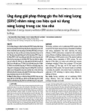 Ứng dụng giải pháp thông gió thu hồi năng lượng (ERV) nhằm nâng cao hiệu quả sử dụng năng lượng trong các tòa nhà