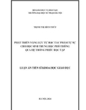 Luận án Tiến sĩ Khoa học giáo dục: Phát triển năng lực tự học tác phẩm tự sự cho học sinh trung học phổ thông qua hệ thống phiếu học tập