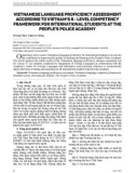 Đánh giá trình độ tiếng việt theo khung năng lực 6 bậc của Việt Nam dành cho học viên quốc tế tại Học viện Cảnh sát nhân dân