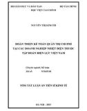 Tóm tắt Luận án Tiến sĩ Kinh tế: Hoàn thiện kế toán quản trị chi phí tại các doanh nghiệp nhiệt điện thuộc tập đoàn Điện lực Việt Nam