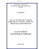 Luận án Tiến sĩ Kinh tế chính trị: Quản lý thuế đối với các doanh nghiệp khu vực tư nhân - Nghiên cứu trên địa bàn thành phố Hà Nội