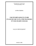 Luận án Tiến sĩ Lịch sử: Chuyển biến kinh tế, xã hội của huyện Như Xuân, tỉnh Thanh Hoá từ năm 1996 đến năm 2018