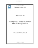 Luận án Tiến sĩ Kinh tế: Tác động của FDI đến phát triển kinh tế tỉnh Quảng Nam