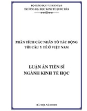 Luận án Tiến sĩ Kinh tế học: Phân tích các nhân tố tác động tới cầu y tế ở Việt Nam