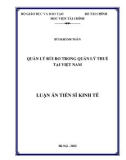 Luận án Tiến sĩ Kinh tế: Quản lý rủi ro trong quản lý thuế tại Việt Nam