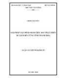 Luận án Tiến sĩ Kinh tế: Giải pháp tài chính nhằm thúc đẩy phát triển du lịch bền vững tỉnh Thanh Hóa