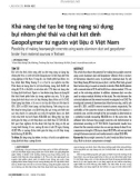 Khả năng chế tạo bê tông nặng sử dụng bụi nhôm phế thải và chất kết dính Geopolymer từ nguồn vật liệu ở Việt Nam