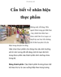 Cần biết về nhãn hiệu thực phẩm