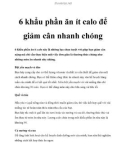 6 khẩu phần ăn ít calo để giảm cân nhanh chóng