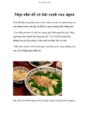 Mẹo nhỏ để có bát canh cua ngon