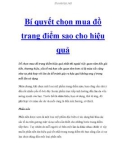 Bí quyết chọn mua đồ trang điểm sao cho hiệu quả