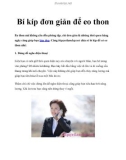 Bí kíp đơn giản để eo thon