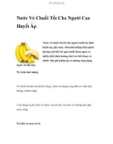 Nước Vỏ Chuối Tốt Cho Người Cao Huyết Áp