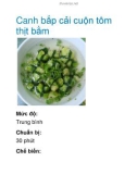 Canh bắp cải cuộn tôm thịt bằm