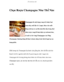 Chọn Rượu Champagne Như Thế Nào