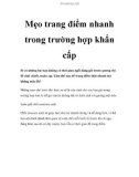 Mẹo trang điểm nhanh trong trường hợp khẩn cấp