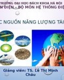 Bài giảng Các nguồn năng lượng tái tạo - TS. Lê Thị Minh Châu