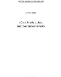 Tóm tắt bài giảng Phương trình vi phân - Lê Văn Hiện