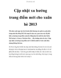 Cập nhật xu hướng trang điểm mới cho xuân hè 2013