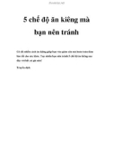 5 chế độ ăn kiêng mà bạn nên tránh