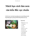 Mách bạn cách làm nem rán kiểu Bắc cực chuẩn