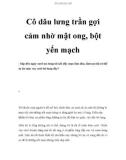 Cô dâu lưng trần gợi cảm nhờ mật ong, bột yến mạch