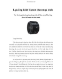 Lựa ống kính Canon theo mục đích