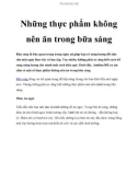 Những thực phẩm không nên ăn trong bữa sáng