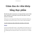 Giảm đau do viêm khớp bằng thực phẩm