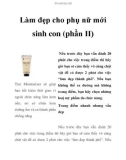 Làm đẹp cho phụ nữ mới sinh con (phần II)