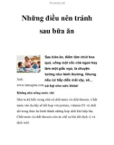 Những điều nên tránh sau bữa ăn