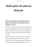 Muốn giảm cân phải ăn đúng giờ