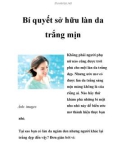 Bí quyết sở hữu làn da trắng mịn