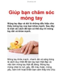 Giúp bạn chăm sóc móng tay