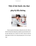 Một số bài thuốc cho thai phụ bị tiểu đường