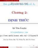 Bài giảng Đại số A1: Chương 2 - Lê Văn Luyện