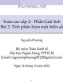 Bài giảng Toán cao cấp 2 (Phần Giải tích): Bài 2 - Nguyễn Phương