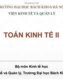 Bài giảng Toán kinh tế 2: Chương 1 - Trường ĐH Bách khoa Hà Nội