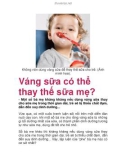 Váng sữa có thể thay thế sữa mẹ?