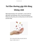 Sai lầm thường gặp khi dùng kháng sinh