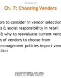 Lecture Management of retail buying – Chapter 7: Choosing vendors