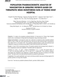 Phân tích dược động học quần thể của vancomycin trên bệnh nhân cao tuổi dựa theo dữ liệu giám sát nồng độ thuốc trong máu tại Bệnh viện Thống Nhất