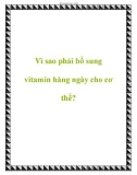 Vì sao phải bổ sung vitamin hàng ngày cho cơ thể?