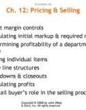 Lecture Management of retail buying – Chapter 12: Pricing and selling