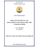 Tóm tắt Luận văn Thạc sĩ Luật kinh tế: Pháp luật về Quyền tác giả trong lĩnh vực báo chí, qua thực tiễn ở tỉnh Quảng Bình